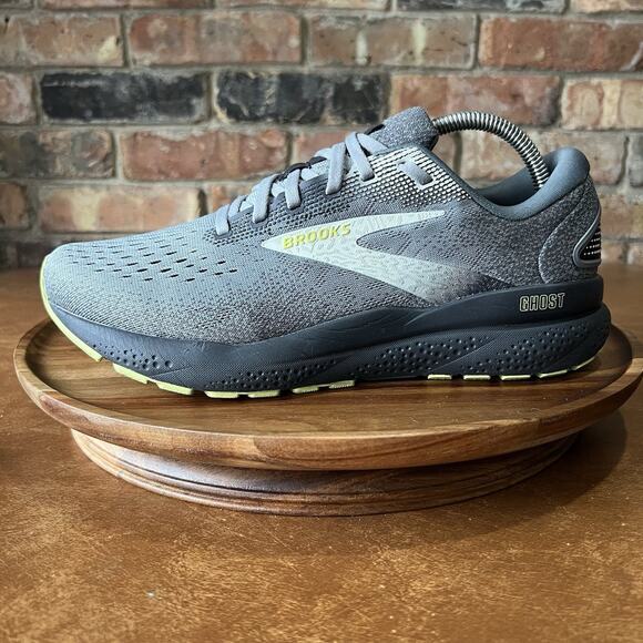 Brooks Ghost 16 Men's 8.5 Gray Black Neutral Road Running Shoes Sneakers